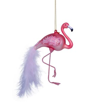 Vondels glass Christmas Ornament Flamingo Bird 15cm Pink