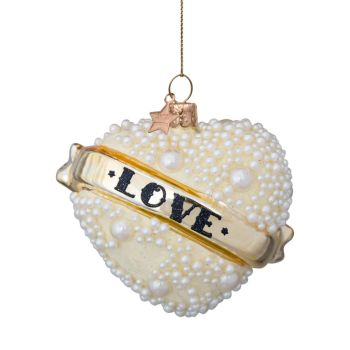 Vondels glass Christmas Ornament Heart 'Love' 9.5cm White