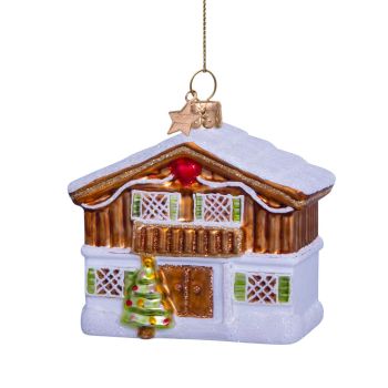 Vondels glass Christmas Ornament Ski Hut 7.5cm Multi