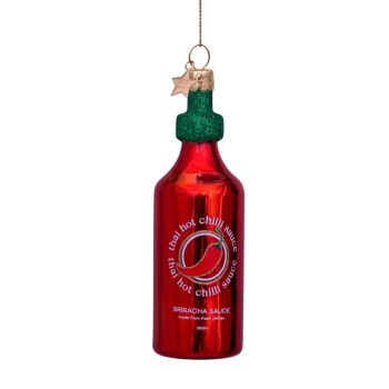 Vondels glass Christmas Ornament Thai Hot Chili Sauce 11cm Red