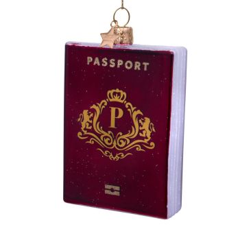 Vondels glass Christmas Ornament Passport with Boarding Pass 10.5cm Red