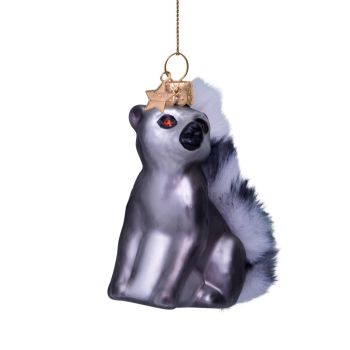 Vondels glass Christmas Ornament Ring-tailed Lemur 7.5cm Silver