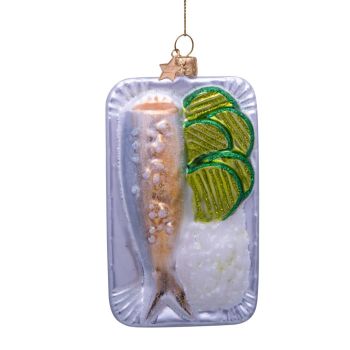 Vondels glass Christmas Ornament Herring with Pickles and Onions 11cm Multi