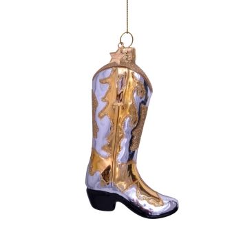 Vondels glass Christmas Ornament Cowboy Boot 11.5cm Silver, Gold