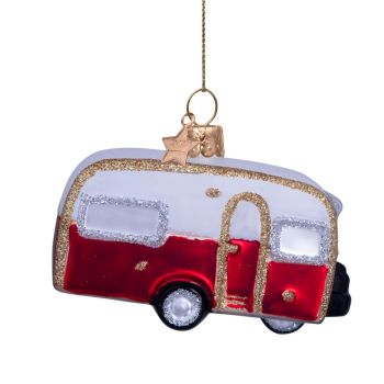 Vondels glass Christmas Ornament Caravan 9cm Red