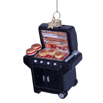 Vondels glass Christmas Ornament Barbecue Grill 9.5cm Black