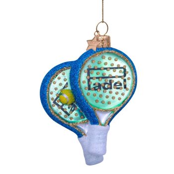 Vondels glass Christmas Ornament Paddle Racket 9.5cm Blue