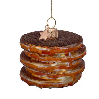 Vondels glass Christmas Ornament Stroopwafel 4.5cm Brown