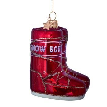 Vondels glazen kerstbal snowboots 7cm rood 