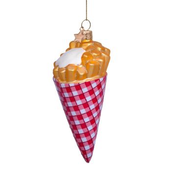 Vondels glass Christmas Ornament French Fries in a Cone with Mayonnaise 11cm Multi