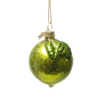 Vondels glazen kerstbal limoen 6cm groen 