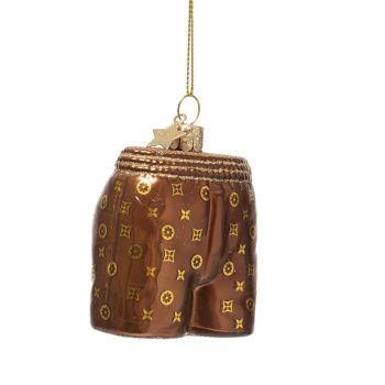 Vondels glass Christmas Ornament Designer Boxershort 7.5cm Brown