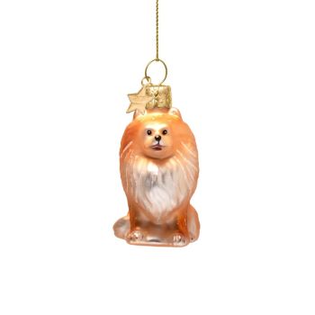 Vondels glass Christmas Ornament Pomeranian Dog 6cm Brown