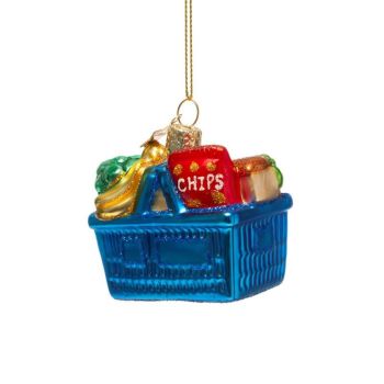 Vondels glass Christmas Ornament Shopping Basket 6cm Multi