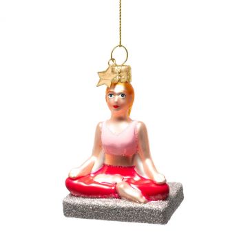 Vondels glass Christmas Ornament Yoga Sukhasana 8.5cm Multi