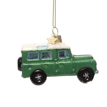 Vondels glazen kerstbal auto suv 9cm groen 