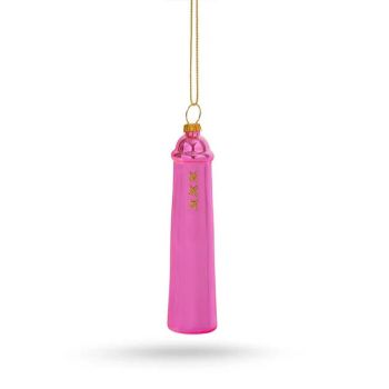 De ballen uit glass Christmas ornament Amsterdammertje 10.5cm Bright Pink