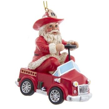 Kurt S. Adler plastic Christmas ornament Santa firefighter 9cm red