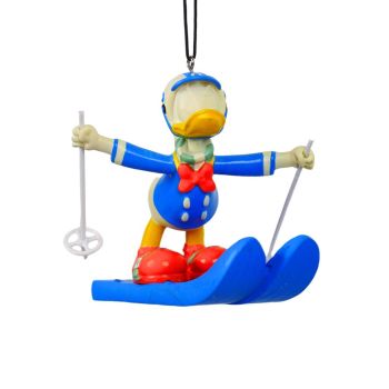 Kurt S. Adler kunststof kerstbal Disney Donald Duck ski 9cm multi 