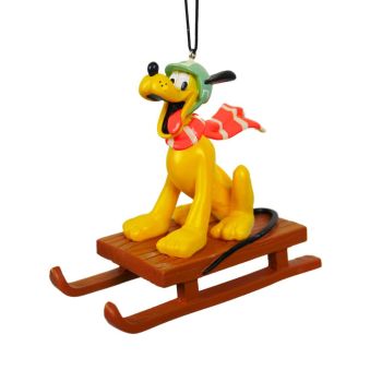 Kurt S. Adler plastic Christmas ornament Disney Pluto sleigh 10cm multi