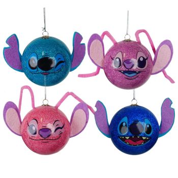 Kurt S. Adler plastic Christmas ornament Disney Stitch 7.5cm multi 4 pieces