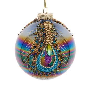 Kurt S. Adler glass Christmas ornament Ball Peacock 10cm Multi