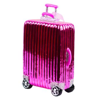 Kurt S. Adler glass Christmas ornament suitcase 13cm pink