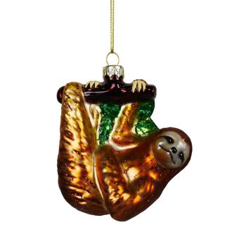 Kurt S. Adler glass Christmas ornament sloth 10cm brown