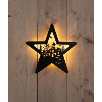 Wall hanger with star 3x34x35cm black