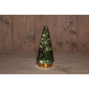 Tree glass h24.5cm green/gold bo