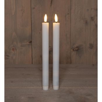 Anna's Collection LED dinner candle 3D flame 25 cm white 2 pieces