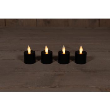 Anna's Collection LED tea light rechargeable flame effect expansion set 5cm black 4 pieces