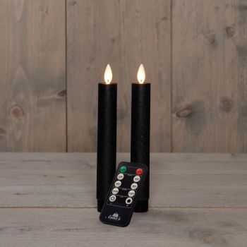 Collezione di candele per cena a LED con effetto fiamma rustico di Anna, nero, 18 cm, 2 pezzi