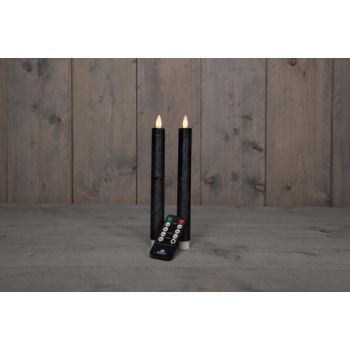 Collezione di candele da cena a LED di Anna effetto fiamma rustico 23 cm antracite 2 pezzi