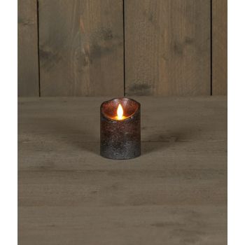 Collezione di candele a LED con effetto fiamma rustico 7,5x10cm antracite 1 pezzo