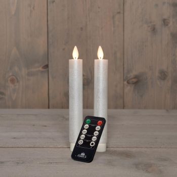 Colección de velas LED para cena con efecto de llama rústica de 18 cm en perla, 2 unidades.