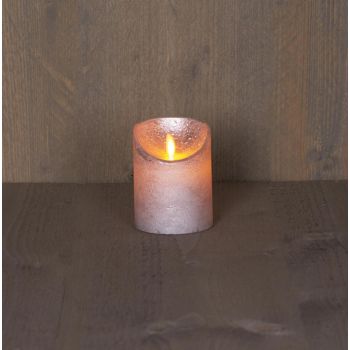 Collezione di candele a LED con effetto fiamma rustico 7.5x10cm argento 1 pezzo