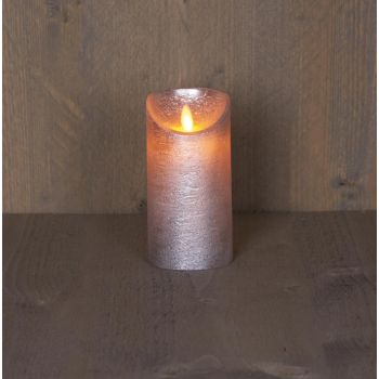 Collezione di candele a LED con effetto fiamma rustico Anna 7.5x15cm argento 1 pezzo