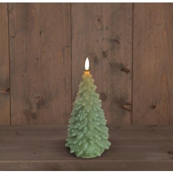 Anna's Collection LED candle 3d flame Christmas tree 9.5x20cm jade green 1 piece