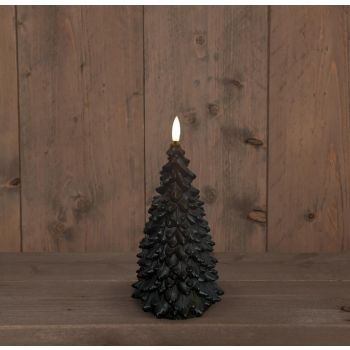 Anna's Collection LED candle 3d flame Christmas tree 9.5x20cm black 1 piece