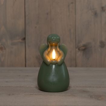 Colección de velas LED de Anna, llama en 3D, ángel, 8.5x14.5cm, verde jade, 1 unidad.