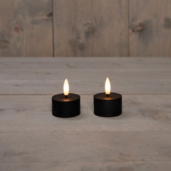 Collezione di candele a LED Anna's, fiamma 3D, nero, 5 cm, 2 pezzi