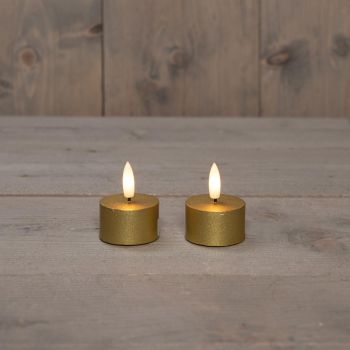 Anna's Collection LED tea light 3d fiamma 5cm oro 2 pezzi