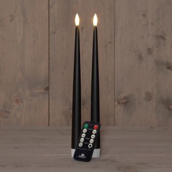 Colección de velas LED góticas de Anna, llama en 3D, 30 cm, negro, paquete de 2