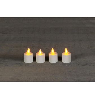 Ensemble d'extension de 4 bougies chauffe-plat LED rechargeables à effet de flamme de la collection Anna, blanc de 5 cm.