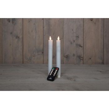 Anna's Collection LED dinner candle flame effect rustic 23 cm white 2 pieces