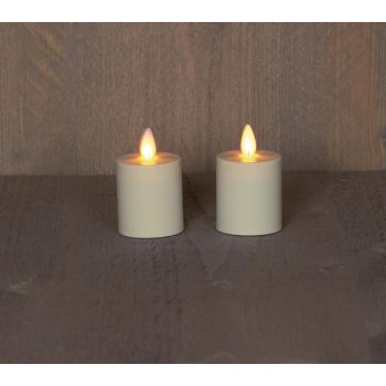 Set di 2 candele votive a LED con effetto fiamma rustico della collezione di Anna, 8x4,5 cm, avorio.