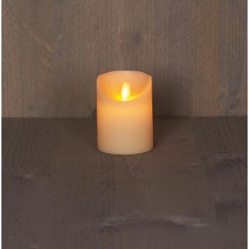 Collezione di candele a LED con effetto fiamma rustico Anna 7,5x10cm avorio 1 pezzo.