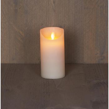 Collezione di candele a LED con effetto fiamma rustico Anna 7,5x15cm color avorio 1 pezzo