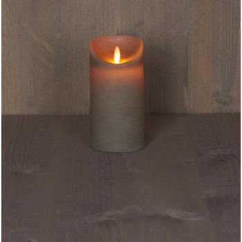 Anna's Collection LED candle flame effect rustic 7.5x15cm taupe 1 piece